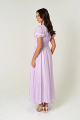 Alissa Puff Sleeve Button Down Midi Dress