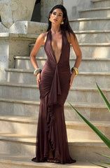 Janessa Maxi Dress - Plum Brown